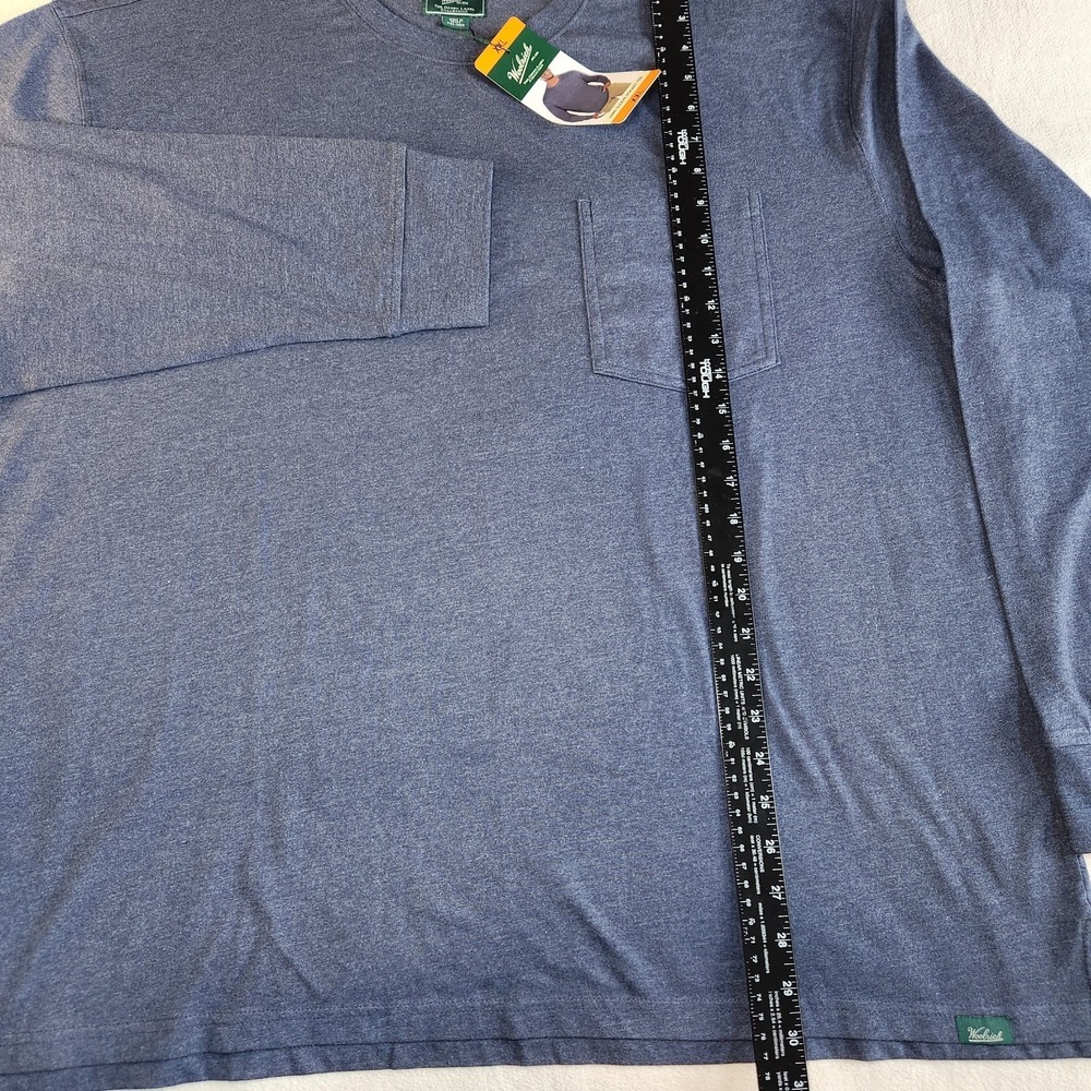 WOOLRICH Long Sleeve Crew Neck T Shirt Mens XXL 2XL Blue Pocket Tee NEW - Picture 7 of 7